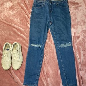 High waisted skinny jeans